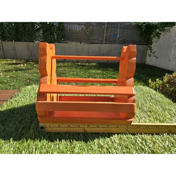 Vtg Halloween Jack O Lantern Black Cat Wooden Basket Planter Double Sided Signed - Picture 4 of 8